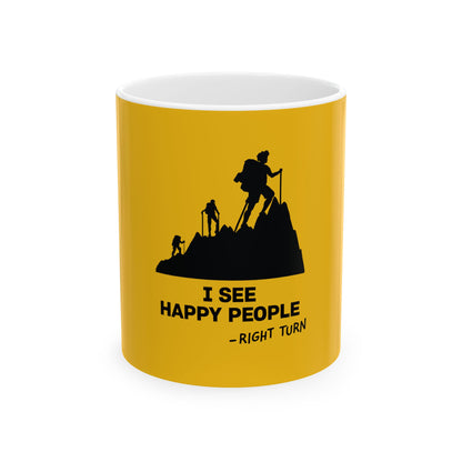 Happy Ppl Down Yellow Ceramic Mug, (11oz, 15oz)