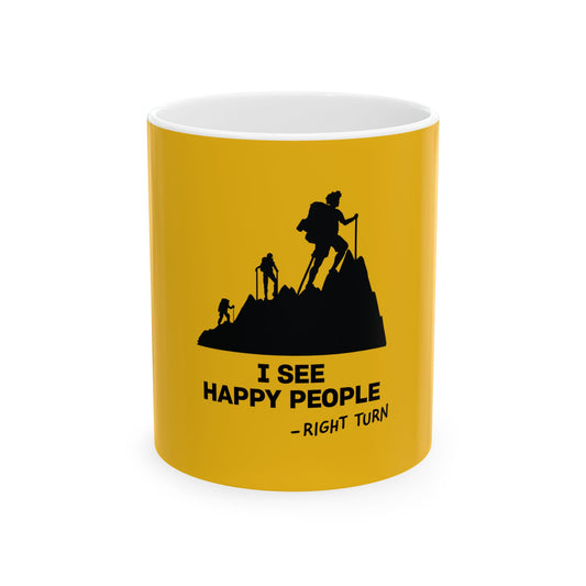 Happy Ppl Down Yellow Ceramic Mug, (11oz, 15oz)