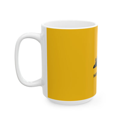 Happy Ppl Down Yellow Ceramic Mug, (11oz, 15oz)