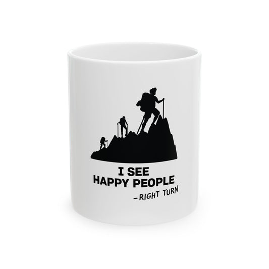 Happy Ppl White Ceramic Mug, (11oz, 15oz)